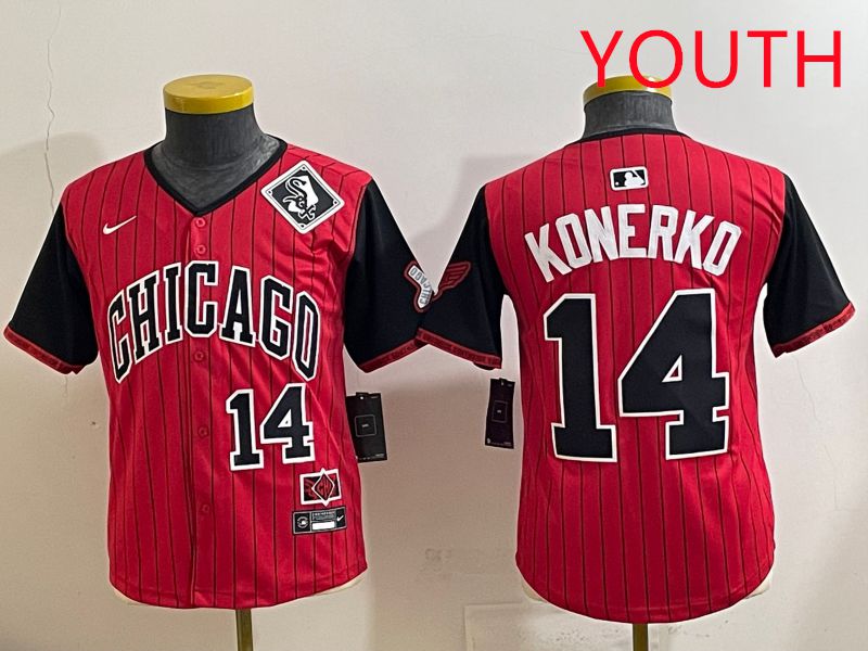 Youth 2025 Chicago White Sox 14 Konerko Red Stripe Joint Name Nike MLB Jersey style 7